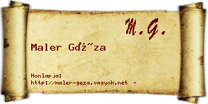 Maler Géza névjegykártya